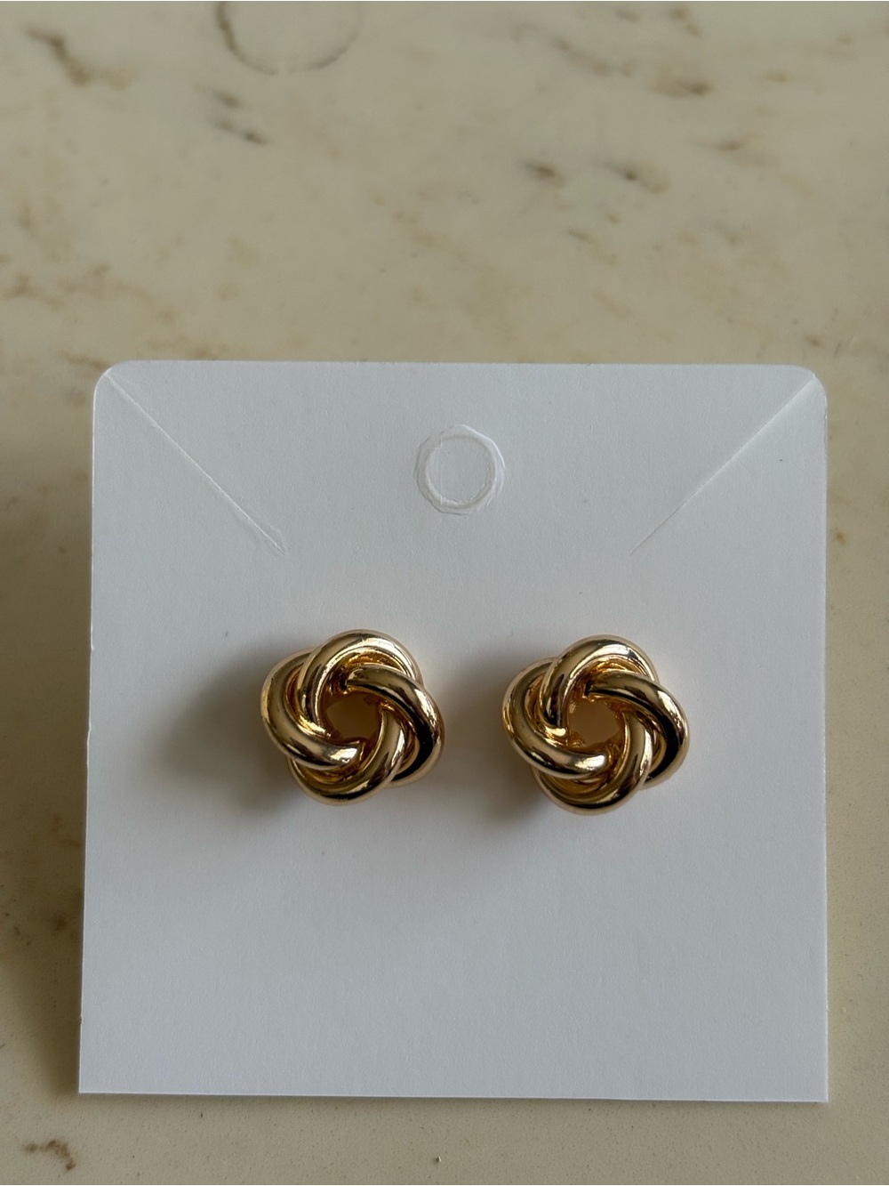 Classic Gold Knot Stud Earrings by - Picture 3 of 3